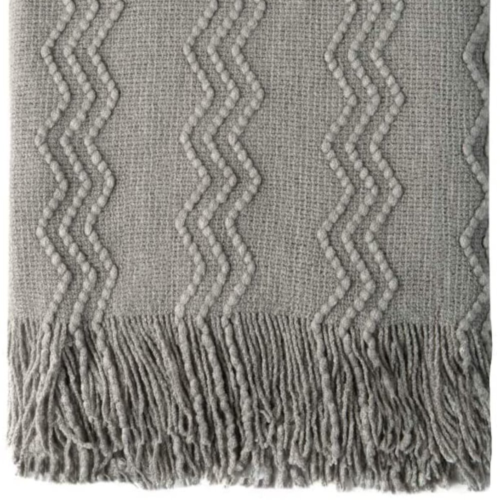 Textured Knitted Throw Blanket - Picture 1 of 4